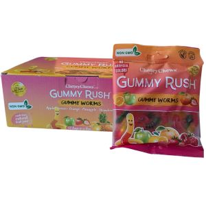 Cheery Chews Gummy Rush Gummy Worms – 12 x 90g | Halal, Non-GMO, Gluten & Peanut Free