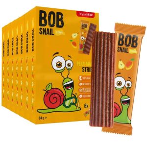 Bob Snail Pear-Mango Stripes 84g - 42 Pcs (7pk x 6 Stripes) - Vegan, No Added Sugar, No Artificial Colours