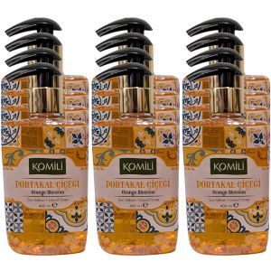 KOMILI Premium Orange Blossom  Liquid Soap - Pack of 12 x 400ml - Dermatologically Tested , Contains Olive Oil