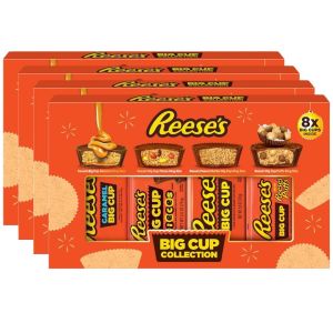 Reese's Peanut Butter Big Cup King Size Selection Box  - Pack of 32 (4 x 8 Big Cups) x 305g, Includes: King size, Puffs King Size, Caramel King Size & Pieces King size, Best Before: 01/03/2026