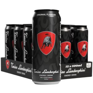 Tonino Lamborghini Original Energy Drink Cans - Pack of 12 x 500ml - Low Calorie Carbonated Energy Drink