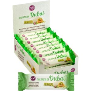 Elit Dubai White Chocolate Filled with Pistachio Cream & Kadayif 30g - Pack of 24 Bars