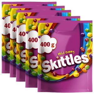 Skittles Wild Berry Fruit Flavoured Chewy Sweets 400g x 5 Best Before 02/2025