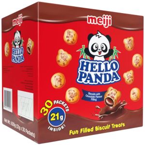 Meiji Hello Panda Chocolate Cream Filled Biscuits -  Pack of 30 x 21g - Fun Bite-Sized Treats