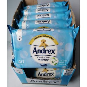 Andrex Classic Clean Washlets Single Pack (40 Sheets Pack of 12)