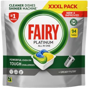 Fairy Platinum All-In-One Dishwasher Capsules x94 Pods - Lemon Scented