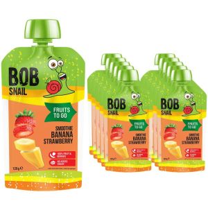 Bob Snail Smoothie Tropic - Banana & Strawberry - Pack of 10 x 120g - Fruit Puree Pouches, No Added Sugar