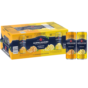 Sanpellegrino Italian Sparkling Fruit Juice Drink – Variety Pack of 24 x 330ml (12x Lemon & 12x Orange)
