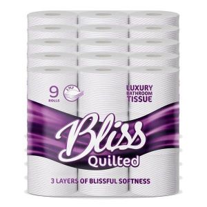 Bliss Quilted 3 PLY Luxury Bathroom Tissue 5 x9pk (45 Rolls)
