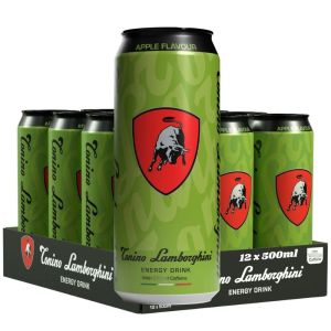Tonino Lamborghini Apple Energy Drink Cans - Pack of 12 x 500ml - Low Calorie Carbonated Energy Drink