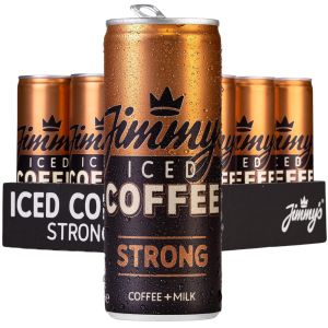 Jimmy Iced Coffee Strong Slim Cans - Pack of 12 x 250ml - Coffee + Milk Flavor, Refreshing Iced Coffee