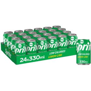 Sprite Regular Lemon-Lime Flavored Soft Drink PMP Cans - Pack of 24 x 330ml - Crisp & Refreshing Taste, Best Before: 30/04/2026