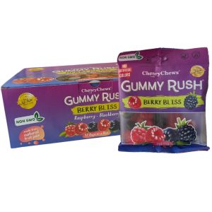 Cheery Chews Gummy Rush Berry Bliss 12 x 90g Halal, Non-GMO, Made from Natural Fruit Juice, Gluten & Peanut Free