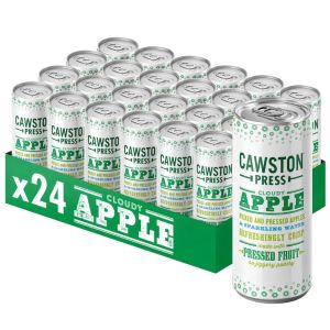 Cawston Press Cloudy Apple 250ml - Pack of 24 (6x4pk)  - Fizzy Drink Blended With Sparkling Water and Pressed Apple