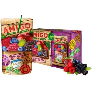 Amigo Very Berry Fruit Drink 200ml - Pack of 8 - No Artificial Flavors & Colors - Refreshing Drink