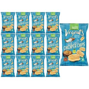 Vegeat's Sea Salt Chickpea Chips 50g x 12 Gluten Free, Vegan , Oven Baked not Fried , High Fiber