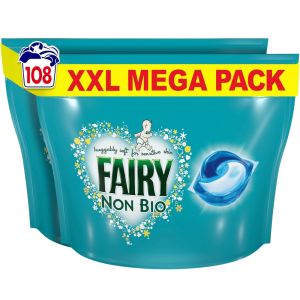Fairy Non Bio PODS Washing Liquid Capsules 108 Washes (2 x 54 Pack), Gentle on Sensitive Skin