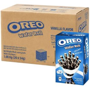 Oreo Vanilla Wafer Rolls - Pack of 20 x 54g (1.08kg) - Crispy Wafer Rolls with Vanilla Cream Filling, Best Before: 29/05/2026