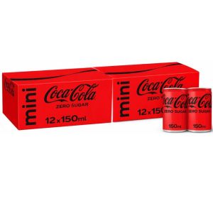 Coca-Cola Zero Sugar 150ml Mini Cans - Pack of 24 (2x12pk) - No Sugar, No Calorie Beverage, Best Before: 31/05/2026
