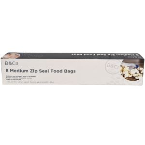 Medium Zip Seal Food Bags – Pack of 8, B&Co