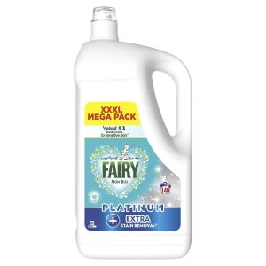 Fairy Non Bio Platinum Liquid Detergent 140 Washes  – XXXL Mega Pack (4.62L) with Extra Stain Removal, Gentle and Soft on Sensitive Skin