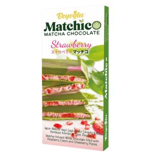 Beyoğlu Matchic Strawberry Matcha Chocolate - Pack of 1 x 95g - Matcha Fusion Chocolate