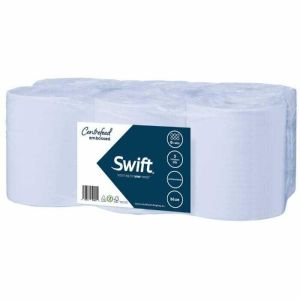SWIFT Blue Embossed Centrefeed Roll x 6 (2ply)