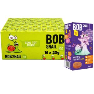 Bob Snail Apple-Pear Fruit Rolls & Toy - Pack of 16 x 20g - Just Fruit, No Added Sugar, Eat & Play