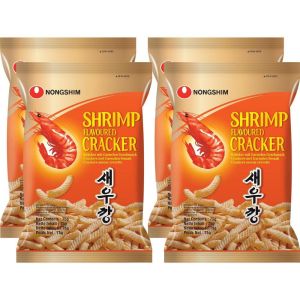 Nongshim Shrimp Crackers (300g) - Pack of 4 x 75g - Crispy Flavoured Snack
