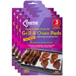 Fat Reducing Grill & Oven Pads – Pack of 12 (4 x 3pk) – Absorbent & Non-Stick, Home Connection