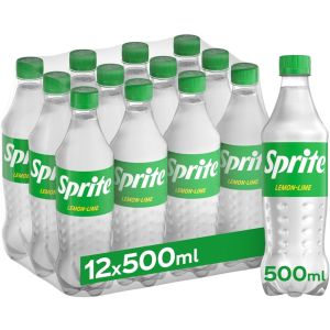 Sprite Regular Lemon-Lime Bottles - Pack of 12 x 500ml Refreshing Lemon Lime Flavour Drinks, BBE: 30.11.2025