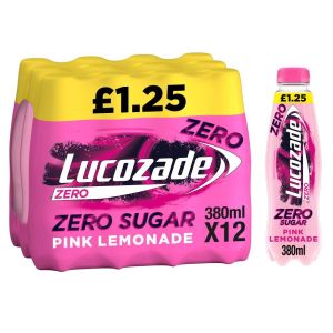 Lucozade Zero Sugar Pink Lemonade PM£1.25 380ml x 12