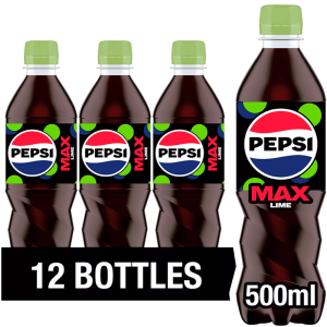 Pepsi Max Lime 500ml x 12 , Maximum Taste, No sugar - Best Before: 11.2025
