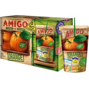 Amigo Orange Fruit Drink 200ml - Pack of 8 - No Artificial Flavors & Colors - Refreshing Drink