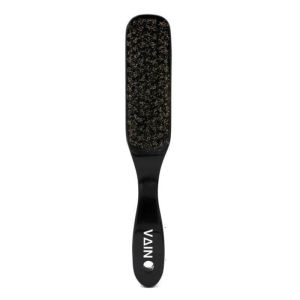 VAIN Wooden Beard & Fade Brush - 100% Boar Bristles in Wood Body - Perfect Fades & Beard Styles BLACK