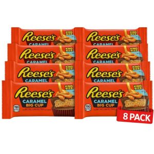 Reese's Caramel Big Cup King Size 632g - Pack of 8 (16 Big Cups), Milk Chocolate With Peanut Butter & Caramel, Best Before: 04/2026