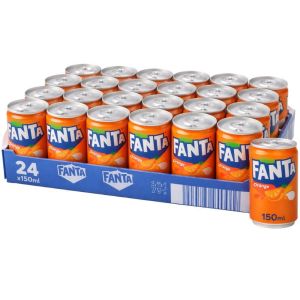 Fanta Orange Soft Drink 150ml Cans – Pack of 24 - Zesty, Refreshing Orange Flavour