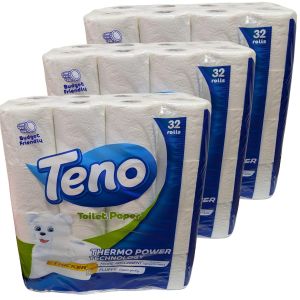 Teno Toilet Paper 2- ply Thermo Power Unscented 96 Rolls (32 Rolls x 3 Packs)
