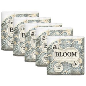 Bloom Luxury Bathroom Tissue Toilet Rolls 3 Ply 9 Rolls x 5 Pack (45 rolls)