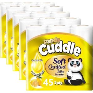 Panda Cuddle Lemon 3ply Toilet Rolls (5x9pk) 45 Rolls