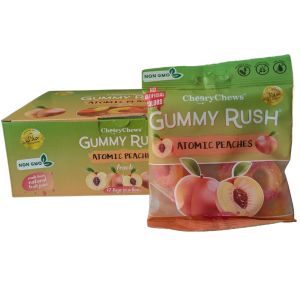 Cheery Chews Gummy Rush Atomic Peaches – 12 x 90g | Halal, Non-GMO, Gluten, Peanut & Fat Free