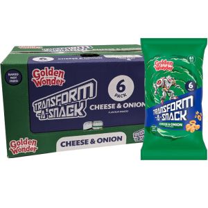 Golden Wonder Transform-A-Snack Cheese & Onion Flavour - Pack of 72 - 12 x (6x12g) - Baked Not Fried Snacks -  - Best Before: 04.04.2026