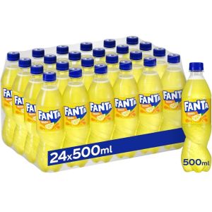 Fanta Lemon Flavored Sparkling Soft Drink -  Pack of 24 x 500ml, Best Before: 26/02/2026
