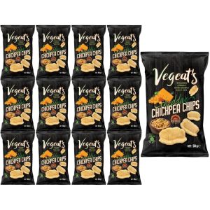Vegeat's Cheddar Chickpea Chips 50g x 12- Oven Baked not Fried , High Fiber