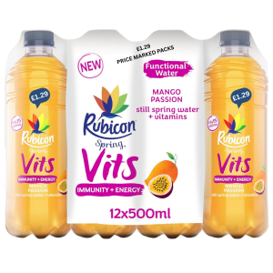 Rubicon Spring Vits Mango Passion Still Vitamin Water PMP 500ml x 12