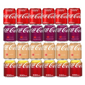 Coca Cola Mix Case: Original Taste, Cherry, Vanilla, Lemon 330ML x24