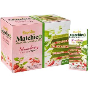Beyoğlu Matchic Strawberry Matcha Chocolate Box - Pack of 6 x 95g - Matcha Fusion Chocolate