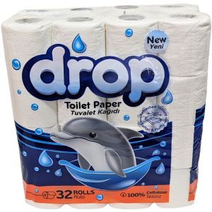 Drop Toilet Rolls 2ply  – Pack of 32 Rolls – Softer & Fluffy, Refreshed Texture Toilet Paper