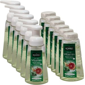 KOMILI Multi Vitamin Moisturizing Foaming Soap 6x250 ml + 6x250ml free refill bottle - Total 12 Bottles