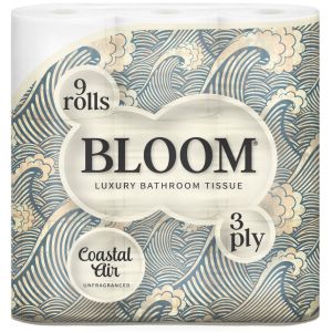 Bloom Luxury Bathroom Toilet Rolls Tissue 3 Ply 9 Rolls